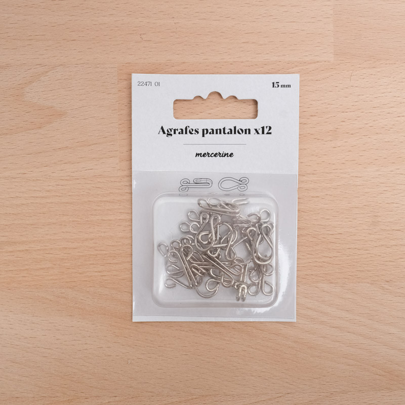 Hosenverschluss mit Karabinerhaken, 15 mm, vernickelt